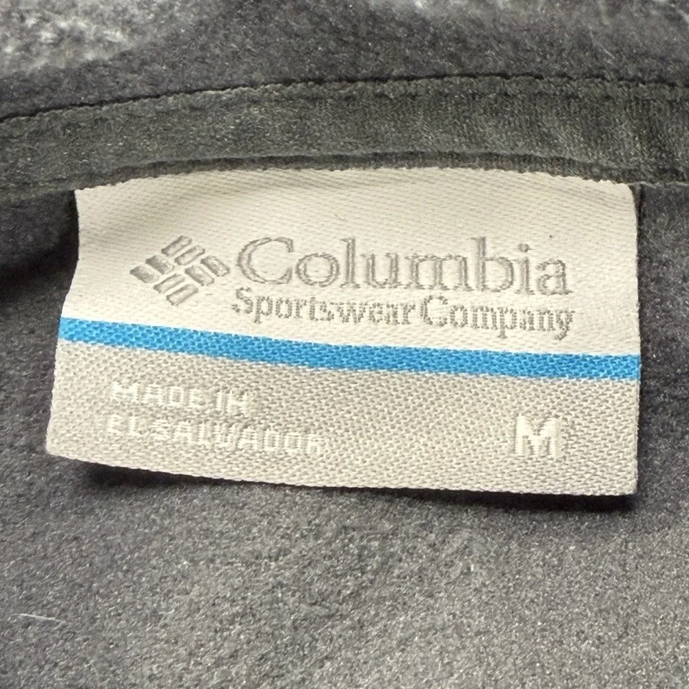 Columbia Men's Full Zip Hooded Fleece Jacket Medium Blue/Gray Colorblock Pockets